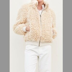 Apiece Apart Sienta Faux Shearling Jacket In Beige Teddy Sherpa - S